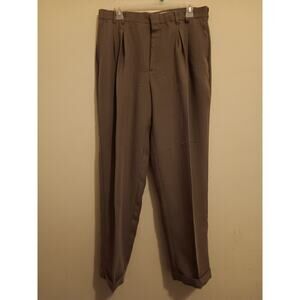 United, Mens Dress Pants 34x30, Cuffed, Pleated, Camel EUC